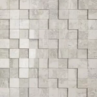 748316 Travertino White Mosaico 3D Mix Glossy-Matte 3x3 30x30 0