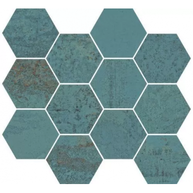 METALLIC GREEN MOSAIC HEXAGON 30x28 0
