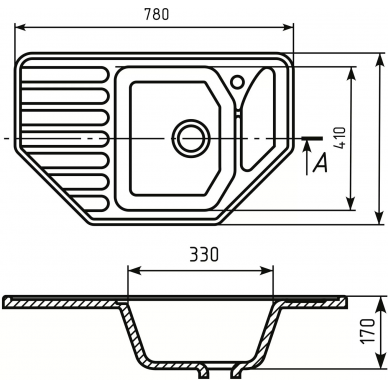 Мойка кухонная Mixline ML-GM24	(532405)	молоко 5