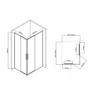 Душевой уголок Vincea Slim-U (VSS-2SU8010CLB) 100х80х200 см, профиль черный/стекло прозрачное 1