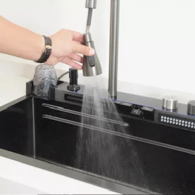 Мойка кухонная Cerutti SPA Gloria CT10022 многофункциональная, чёрная 5