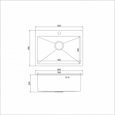 Мойка кухонная Mixline Pro (552932) 60х45, сатин 1