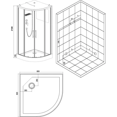 Душевая кабина Esbano C (ESB-80CR) с крышей, 80x80x210 см 5
