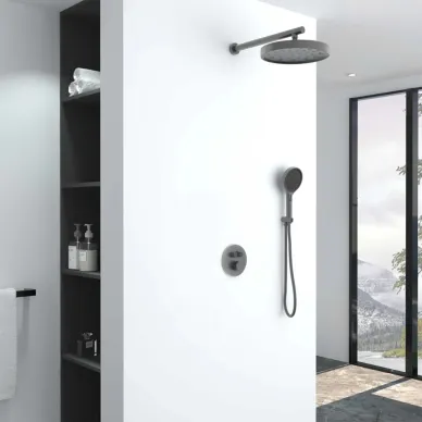 Душевая система Vincea Inspire VSFW-3I22MT2GM встраиваемая с термостатом, вороненая сталь 6