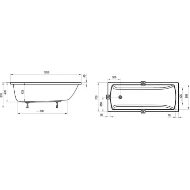 Акриловая ванна Ravak Classic II CC11000000 120x70 см, белая 5