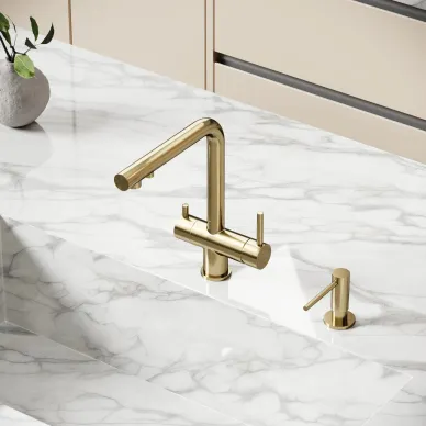 Смеситель для кухни Sancos Foster SC4014BG с функцией подключения фильтра, золото браш 3