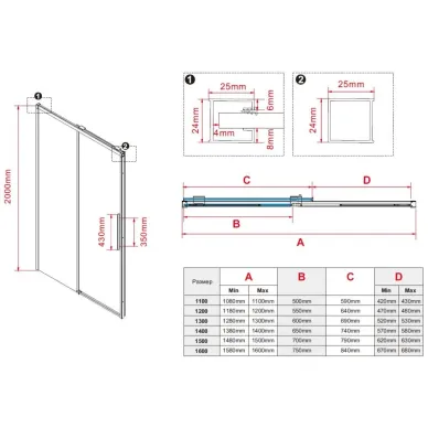 Душевая дверь Vincea Stella VDS-1ST150CLB 150x200 см, профиль чёрный/стекло прозрачное 1