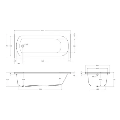 Акриловая ванна Cezares Eco ECO-175-75-41-W37 175x75 6