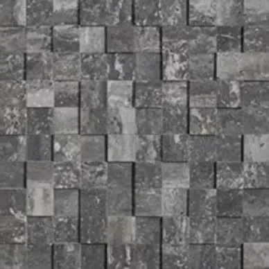 748315 Travertino Black Mosaico 3D Mix Glossy-Matte 3x3 30x30 0