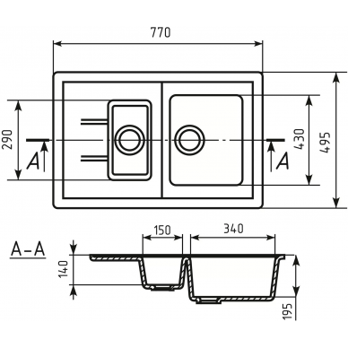 Мойка кухонная Mixline ML-GM22	(525173)	песочный 4