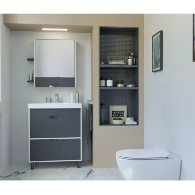 Зеркальный шкаф Mixline Байкал 70 (539811) Белый/Серый 1