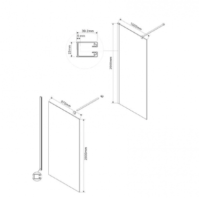 Душевая перегородка Vincea Walk-In (VSW-1H100CGGM) 100х200 см, профиль вороненая сталь/стекло тонированное 2