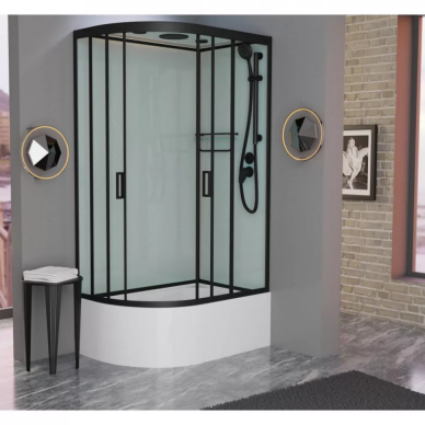 Душевая кабина Frank  F412/2R Black (153009) (правосторонняя) 120х80х220 см, прозрачное стекло 7