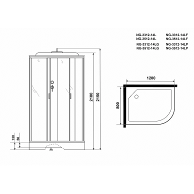 Душевая кабина Niagara Classic 120x80 L (NG-3312-14LF) с гидромассажем 7