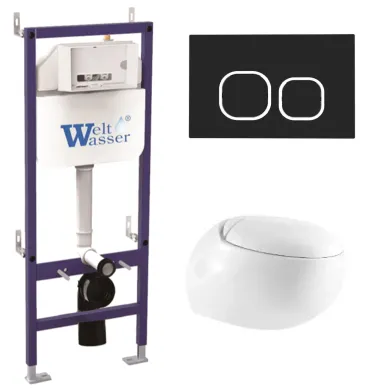 Инсталляция Welt Wasser Bamberg 460 + JECKENBACH 004 GL-WT + Bamberg BL в комплекте с унитазом, безободковый, с сидением микролифт 0