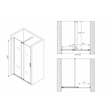 Душевая дверь Abber Komfort AG90120 120х200 профиль хром/стекло прозрачное 6