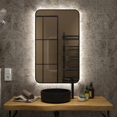Зеркало Teymi Solli Black Soft Line T20234S с подсветкой, сенсор на взмах, чёрный, 100 см 13
