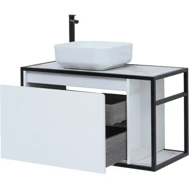 Тумба для ванной Aquanet Nova Lite Loft 261652 левая, 90 см, белый глянец 9