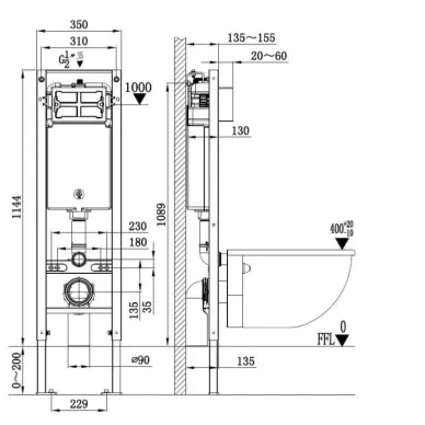 Инсталляция Welt Wasser AMBERG 350 ST + GELBACH 043 GL-BL + AMBERG RD-BL в комплекте с унитазом, безободковый, с сидением микролифт 5