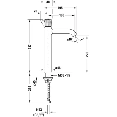 Duravit White Tulip Смеситель для раковины, 1 отв., цвет: хром WT1040002010 5