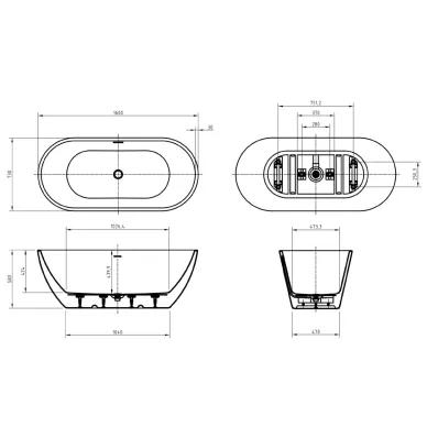 Акриловая ванна BelBagno Uno BB701-1600-730-K 160x73 5