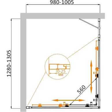 Душевой уголок Cezares Molveno MOLVENO-AH-21-100+30-C-GM-IV 130х100 профиль оружейная сталь/стекло прозрачное 5