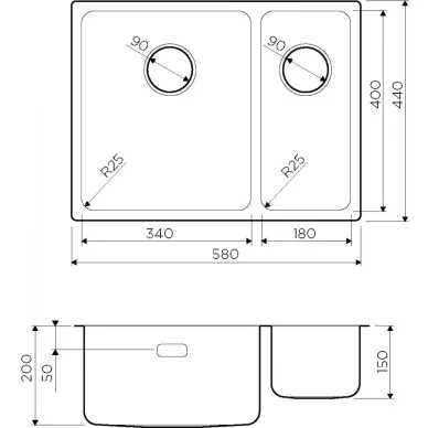 Мойка кухонная Omoikiri Tadzava 58-2-U/IF-IN-L (4993774) нержавеющая сталь 2