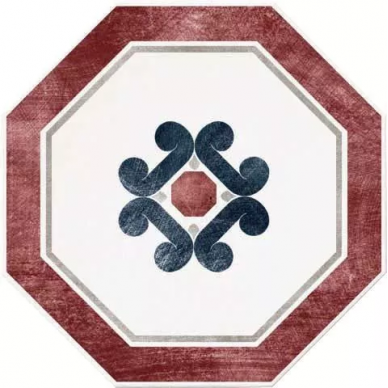 1041178 Via Emilia OTTAGONA LATO 10 BIANCO-BORDEAUX 24x24 0