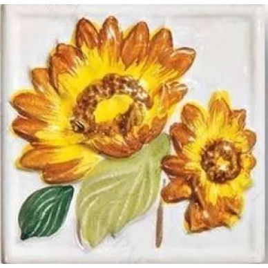 1010518 CALEIDOS FORMELLA GIRASOLE S/1 BIANCO 10x10 0