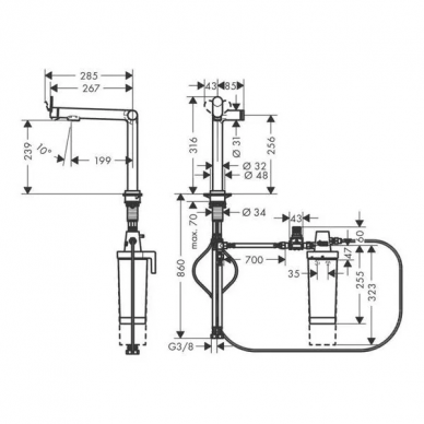 Смеситель для кухни Hansgrohe Aqittura M91 240 1j  (76804670) с подключением к фильтру питьевой воды 2