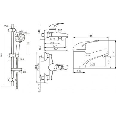Душевой гарнитур Agger Move (A0631100) с двумя смесителями, хром 4