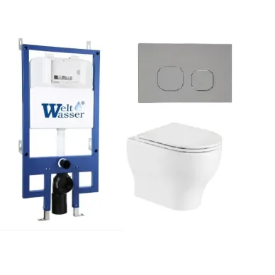 Инсталляция Welt Wasser Bamberg 545 + ERLENBACH 004 GL-WT + Bamberg CR в комплекте с унитазом, безободковый, с сидением микролифт 0