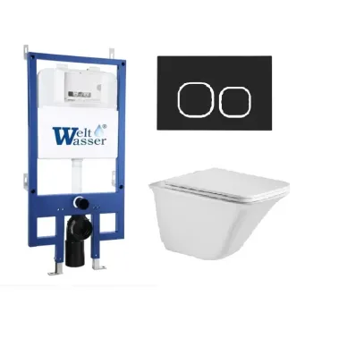 Инсталляция Welt Wasser Bamberg 545 + ROTBACH 004 GL-WT + Bamberg BL в комплекте с унитазом, безободковый, с сидением микролифт 0
