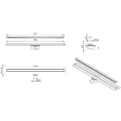 Душевой лоток ALMAes Bajo (BG70BL) 700 мм чёрный 9