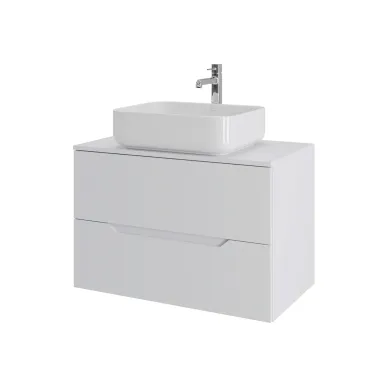 Тумба Orange Line Li-80TuwMDF+B05-500W 80 см, подвесная, белая матовая, с раковиной белой 0