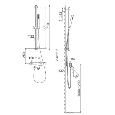 Смеситель для ванны Wonzon & Woghand Loop WW-311-00-508 термостатический, чёрный матовый 3