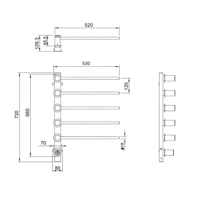 Полотенцесушитель электрический Wonzon & Woghand Hamburg WW-AL315-BG встраиваемый, брашированное золото 4