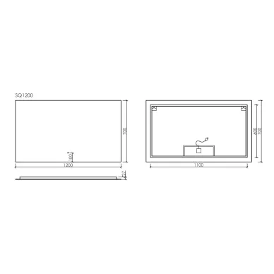 Зеркало Sancos Square 2.0 SQ2.1200 120х70 см, с LED подсветкой 8