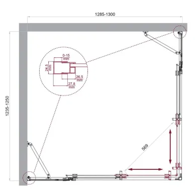 Душевой уголок BelBagno Luce LUCE-AH-22-130/125-C-Cr 130x125 см, хром/прозрачное стекло 5