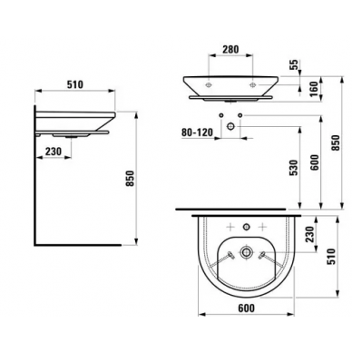 Раковина Laufen Living (1043.2) (60 см) 1
