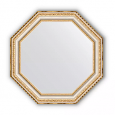 Зеркало Evoform Octagon (BY 3709) в багетной раме, золотые бусы на серебре (51,6х51,6 см) 0