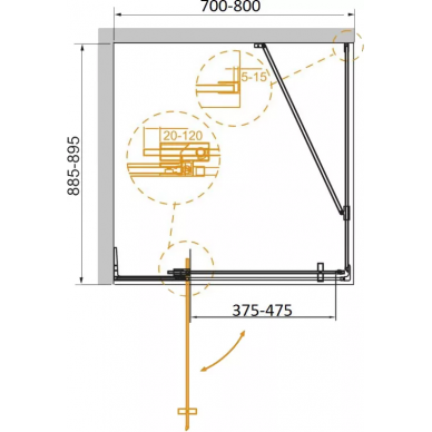 Душевой уголок Cezares Slider AH 1 (SLIDER-AH-1-90-70/80-C-NERO) 1