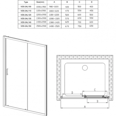 Душевая дверь Vincea Alpha (VDS-3AL110CL) 110x190 см, профиль хром/стекло прозрачное 2
