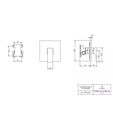 Смеситель для ванны Villeroy & Boch Architectura Square (TVS125002000K5) (скрытого монтажа) черный матовый 5