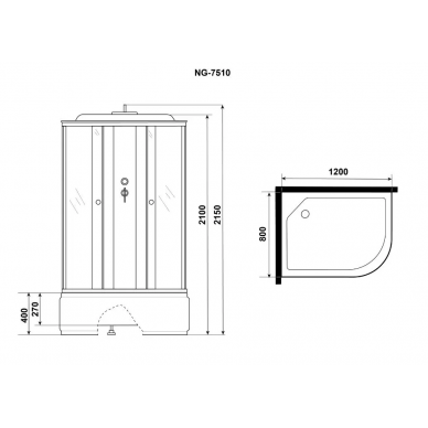 Душевая кабина Niagara Eco (E120/80/40L/TN) левая, 120х80х215 см 11