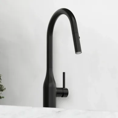 Смеситель для кухни Sancos Grand (SC4002MB) выдвижной излив, чёрный матовый 5