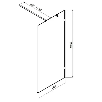 Душевая перегородка Am.Pm X-Joy (W94WI-90-F1-BTE) (90 см) профиль чёрный матовый/прозрачное стекло 7