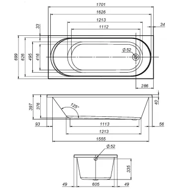 Ванна акриловая Am.Pm X-Joy W94A-170-070W-A 170х70 без гидромассажа 8