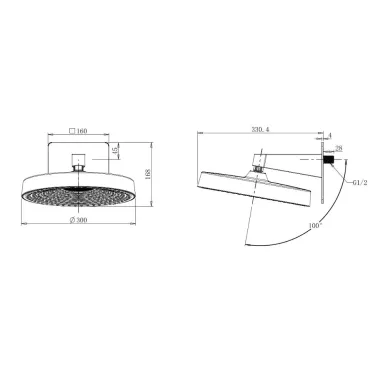 Верхний душ Wonzon & Woghand WW-HS099-MB чёрный матовый 1
