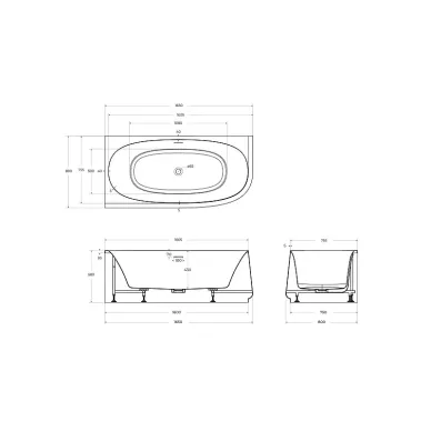 Акриловая ванна Cezares Lux CZR-LUX-CORNER-165-80-58-L 165x80, левая 6